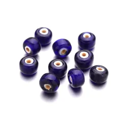 White Heart Beads Navy 9mm