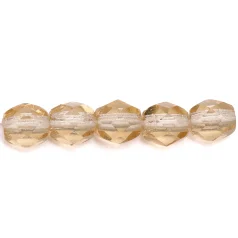Bead, Czech firepolish, 4mm faceted round, GOLDFISH