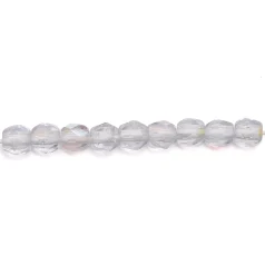 Beads, Czech Firepolish, 3mm Round, Light Sapphire AB