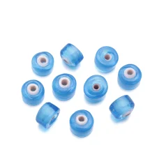 Glass Crow Bead - 9mm - White Heart - Transparent BLUE AQUA