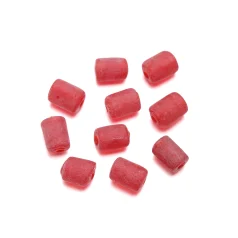 Beads, Glass Beads,  9x6mm Tube Transparent Matte, Red