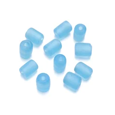 Beads, Glass Beads,  9x6mm Tube Transparent Matte, AQUA