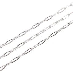 Paper Clip Chain, 3.2 mm, 304 stainless steel chain with ION Silver Plating.  Nickel Free