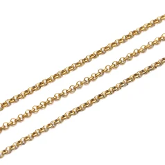 Rolo CHAIN 2mm 304 stainless steel chain with ION 14K Gold plating.  Nickel Free