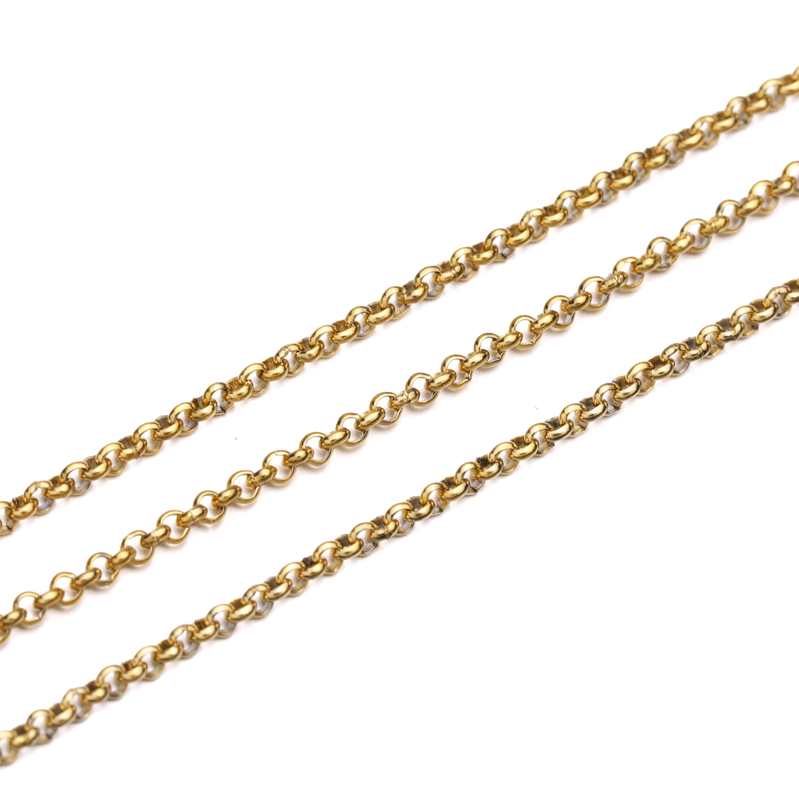 Rolo CHAIN 2mm 304 stainless steel chain with ION 14K Gold plating. Nickel Free