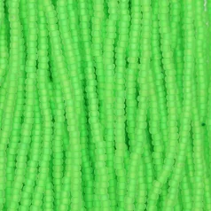 Czech Seed Beads, 11/0 - Frosted Crystal Neon Green Lined Matt (Strung)
