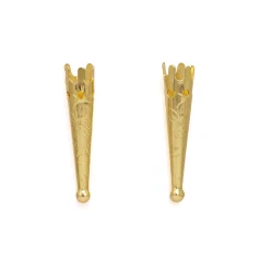 Bolo Tip, 33x7mm Bolo Tip with Flower design - Gold Plated Steel