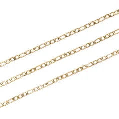 Figaro CHAIN 2mm 304 stainless steel chain with ION 14K Gold plating.  Nickel Free