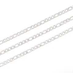 Figaro CHAIN 3mm 304 stainless steel chain with ION Silver Plating.  Nickel Free