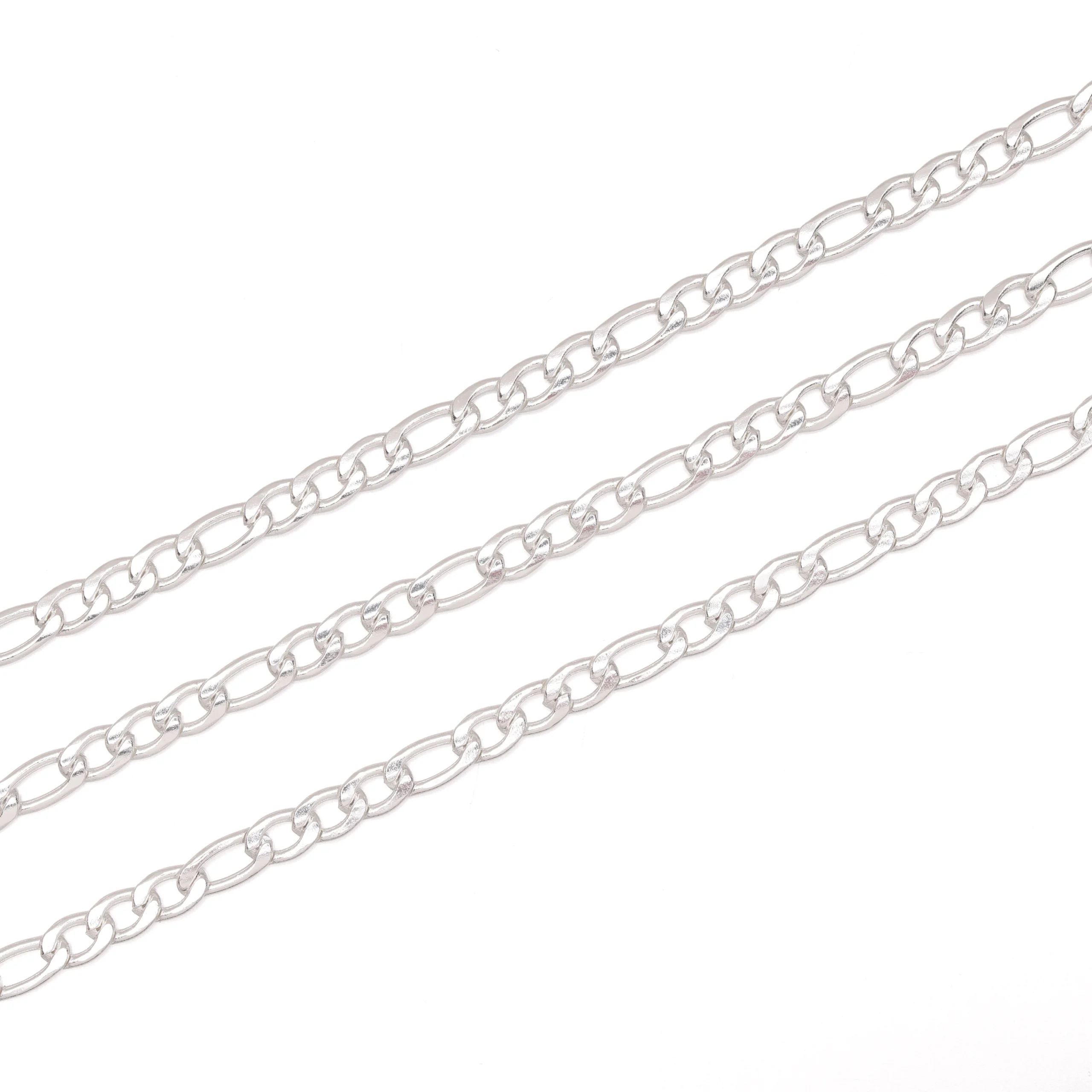 Figaro CHAIN 3mm 304 stainless steel chain with ION Silver Plating. Nickel Free