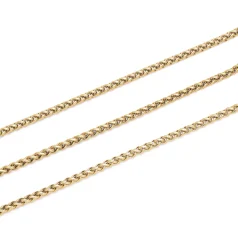 Wheat CHAIN 2mm 304 stainless steel chain with ION 14K Gold Plating.  Nickel Free