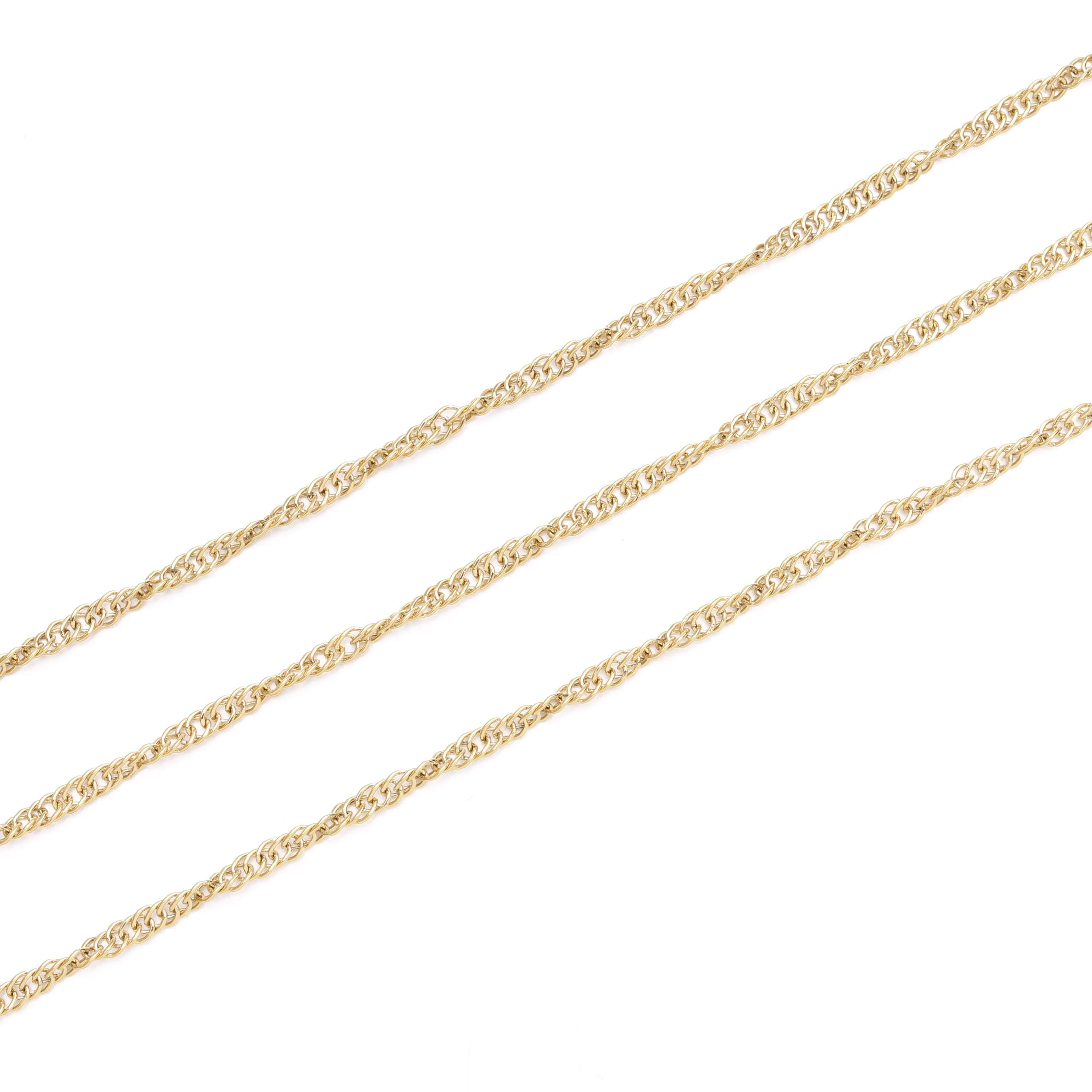 Singapore CHAIN 1.7mm 304 stainless steel chain with ION 14K Gold Plating. Nickel Free