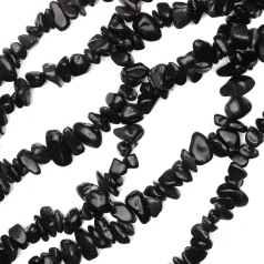 Black Obsidian Chips, 32 Inches, Approx 5x8mm