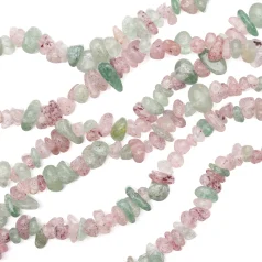 Green and Ruby Quartz Chips, 32 Inches, Approx 5x8mm