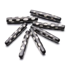 37x6mm Black/White Dot Engraved Bone pipe