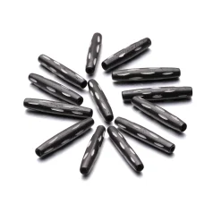 37x6mm Black/White Engraved Bone pipe