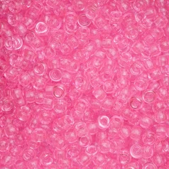 Plastic Pony Beads Transparent Pink 6x9mm