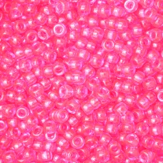 Plastic Pony Beads Transparent Hot Pink 6x9mm