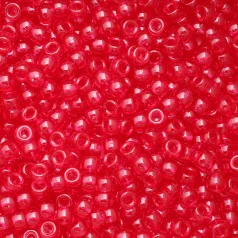 Plastic Pony Beads Transparent Raspberry Pink 6x9mm