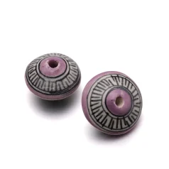 Hand Made Peruvian Clay Bead 12x16mm Disc - Pink