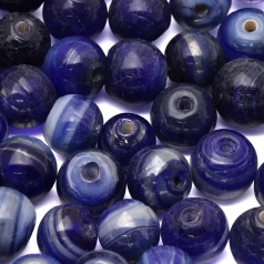 8mm Lustre Swirl Glass Bead - Royal Blue