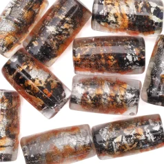 15x10mm Tube Black Silverfoil - Orange