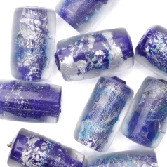 15x10mm Tube Black Silverfoil - Blue