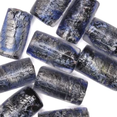 15x10mm Tube Black Silverfoil - Blue Aqua