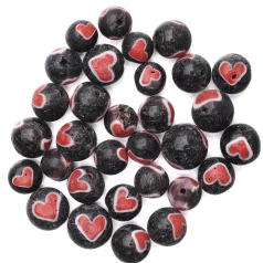 6mm Round Heart - Black