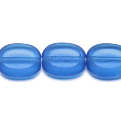 Pressed ,14 x 12mm Flat Oval Window - Dark Aqua