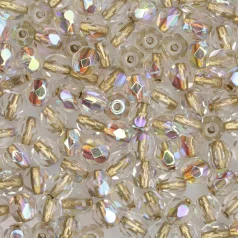 Fire Polish Beads 4mm Goldlined AB Crystal Loose
