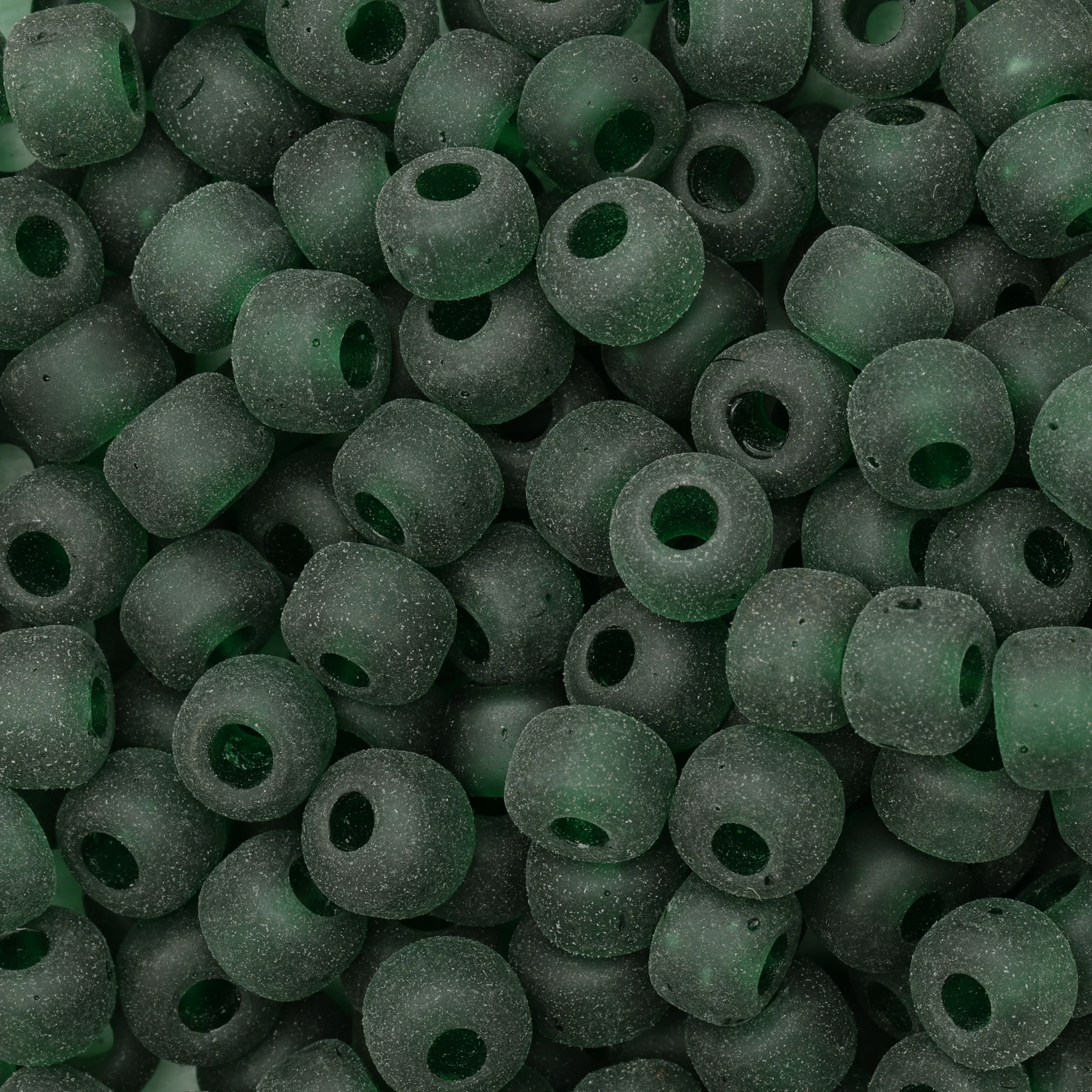 Glass Crow Bead - 9mm - Transparent Matte Green Pepper