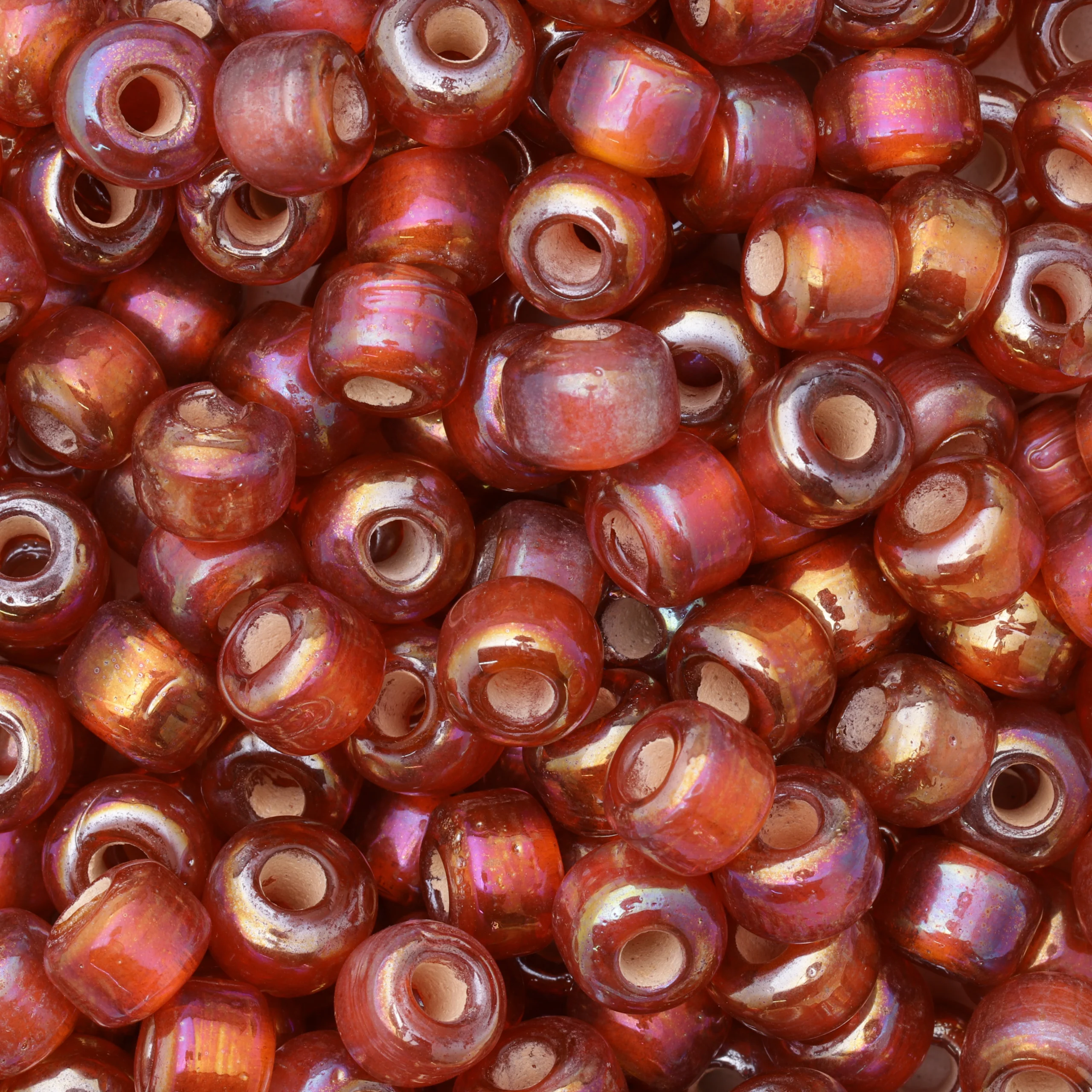 Glass Crow Bead - 9mm - Transparent Iris Apricot