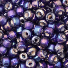 Glass Crow Bead - 9mm - Transparent Iris Dark Blue