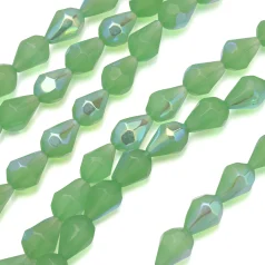 7x5mm DROP FIREPOLISH-AB OPAL GREEN