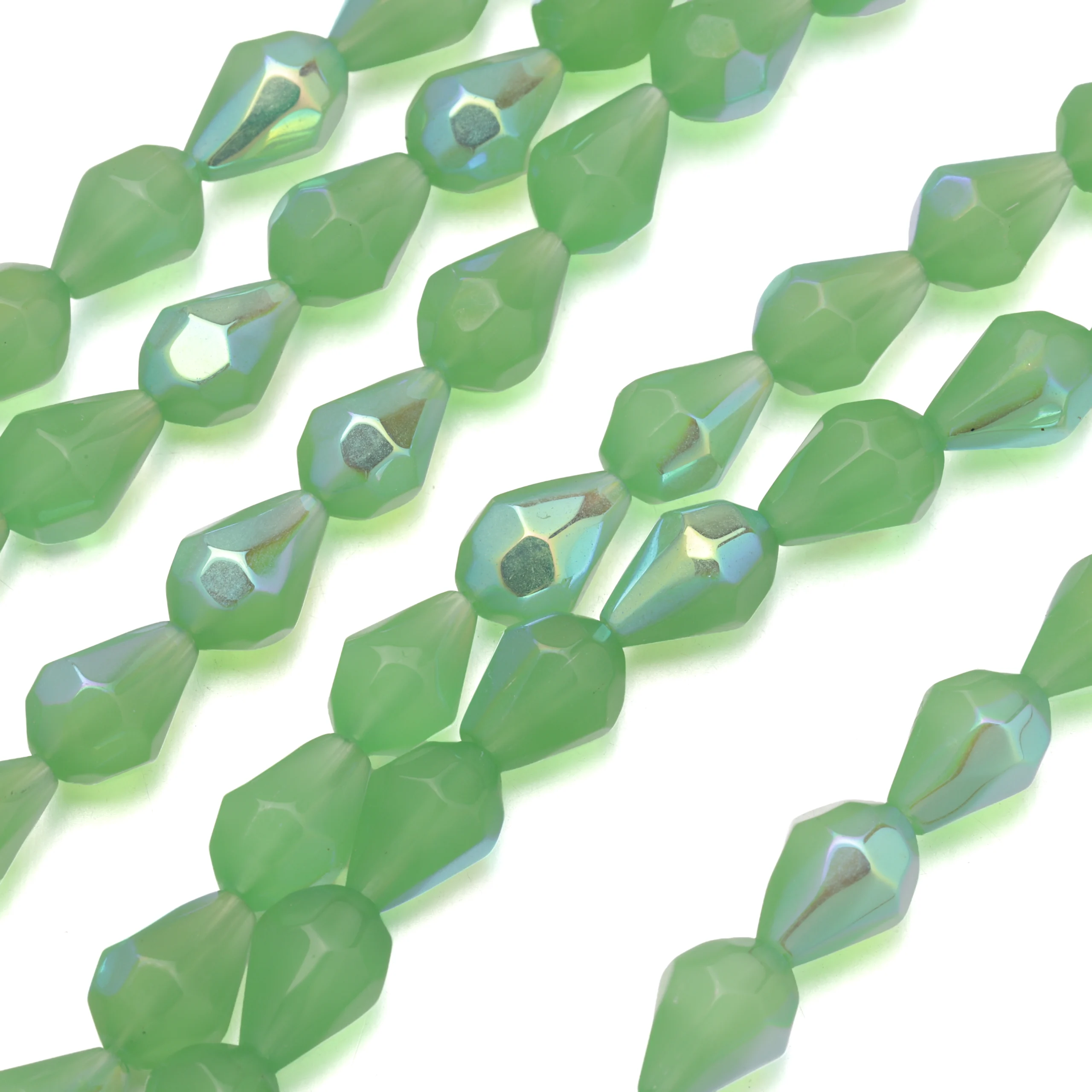 7x5mm DROP FIREPOLISH-AB OPAL GREEN
