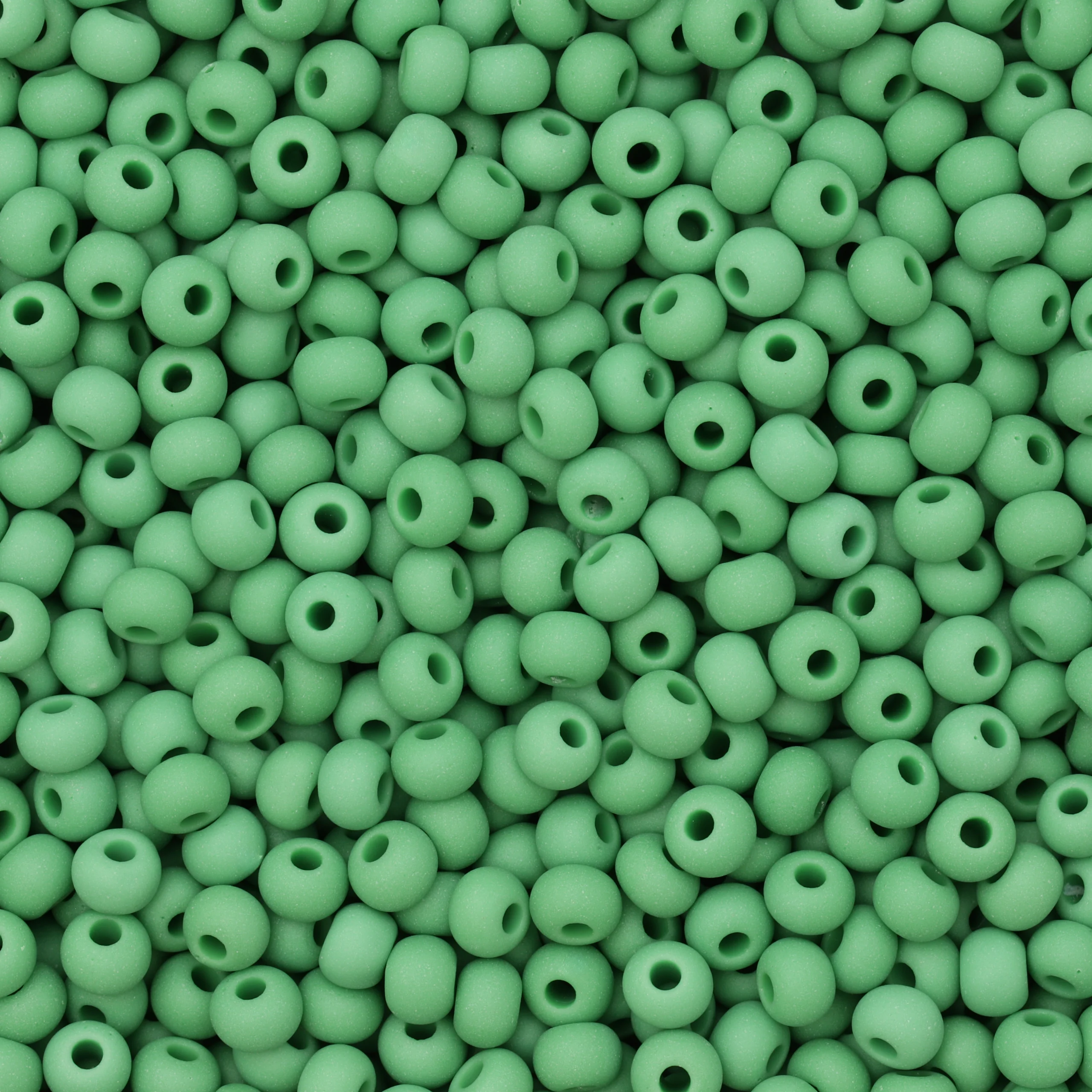 Czech Seed Beads, 6/0 – Opaque Matt Green (loose)
