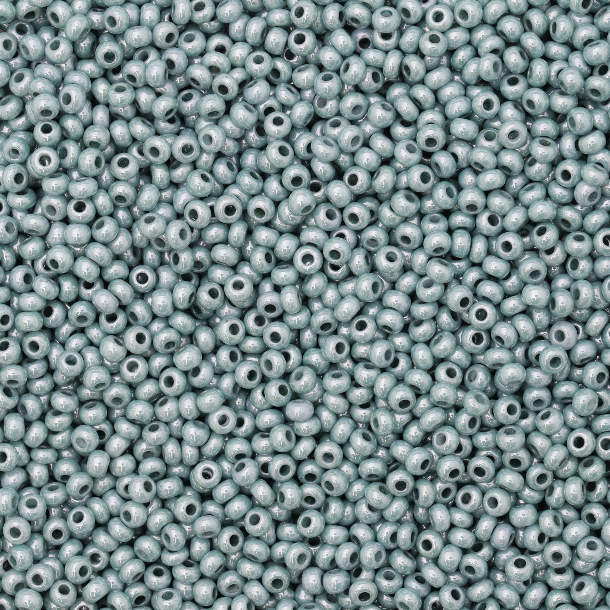 Czech Seed Beads, 10/0 – Opaque Color Lustre Light Blue Green (loose)