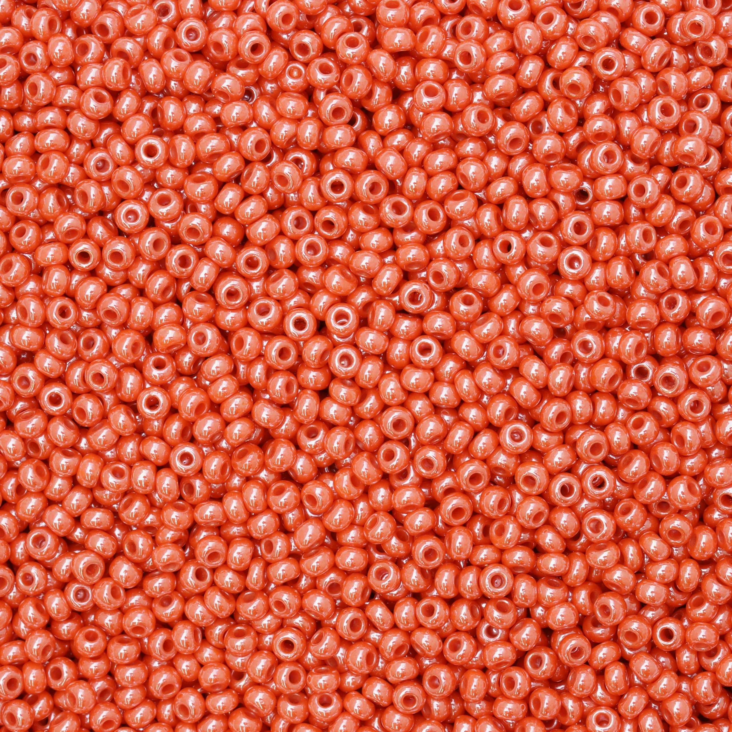 Czech Seed Beads, 10/0 – Opaque Color Lustre Orange (loose)