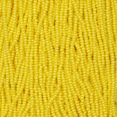 Czech Seed Beads, 11/0, Charlotte – Opaque Luster Yellow (strung)