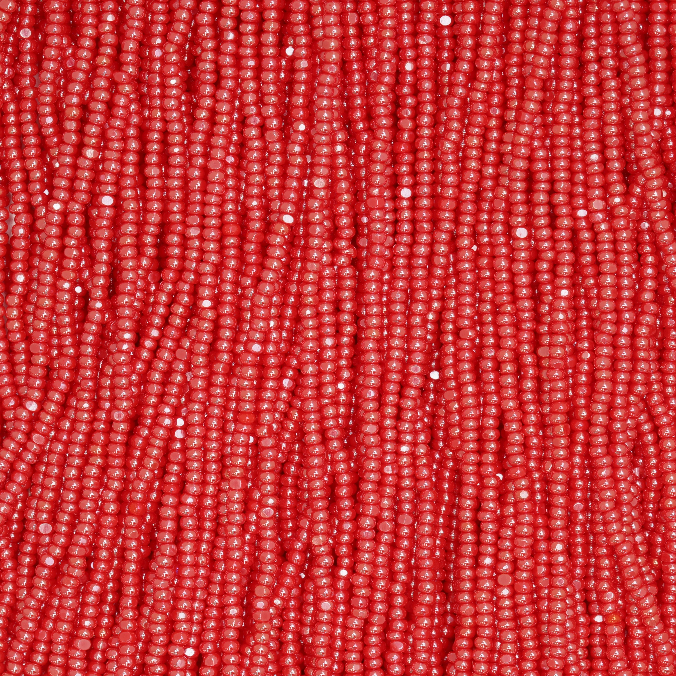 Czech Seed Beads, 13/0, Charlotte – Opaque Luster Red (strung)