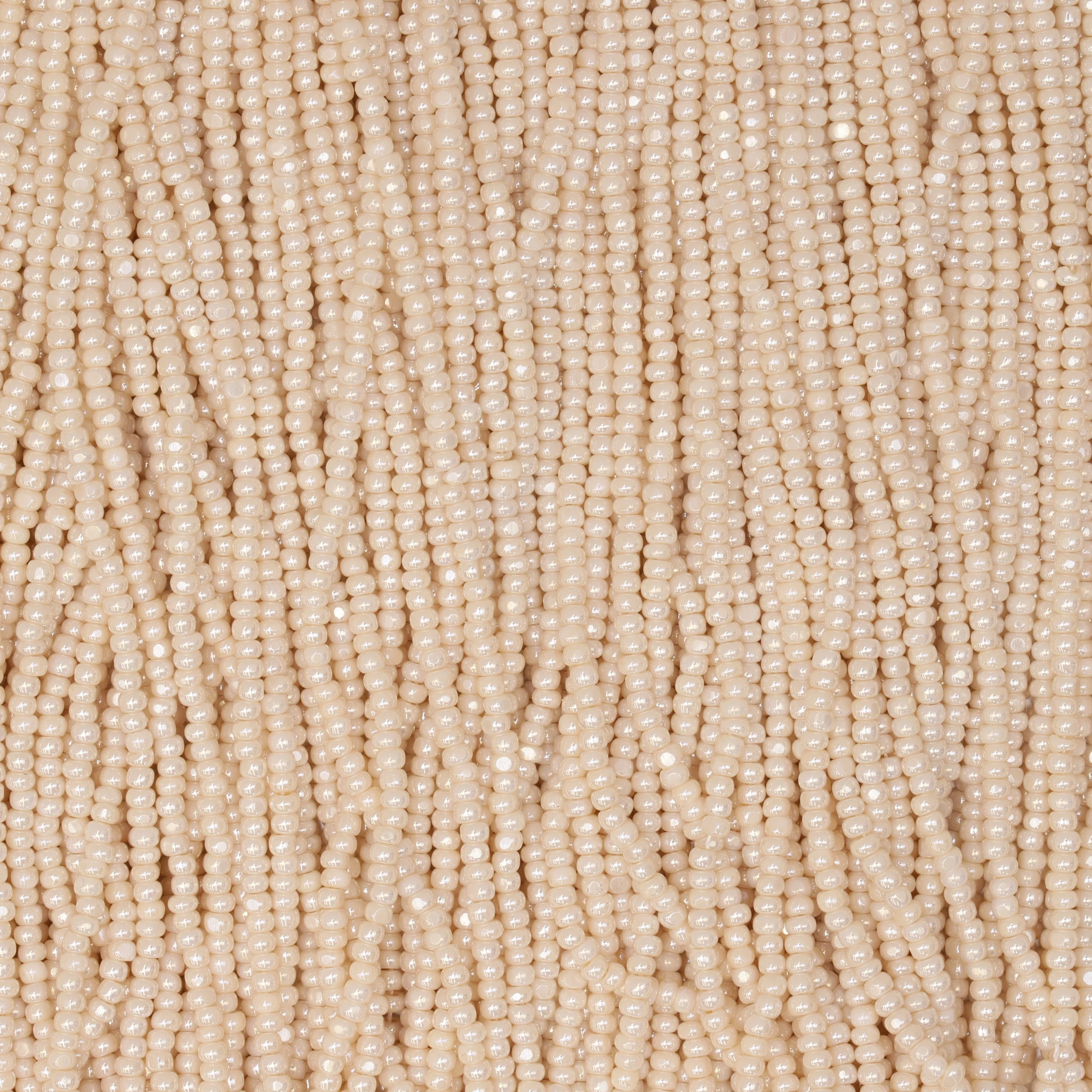 Czech Seed Beads, 13/0, Charlotte – Pearlized Eggshell (strung)