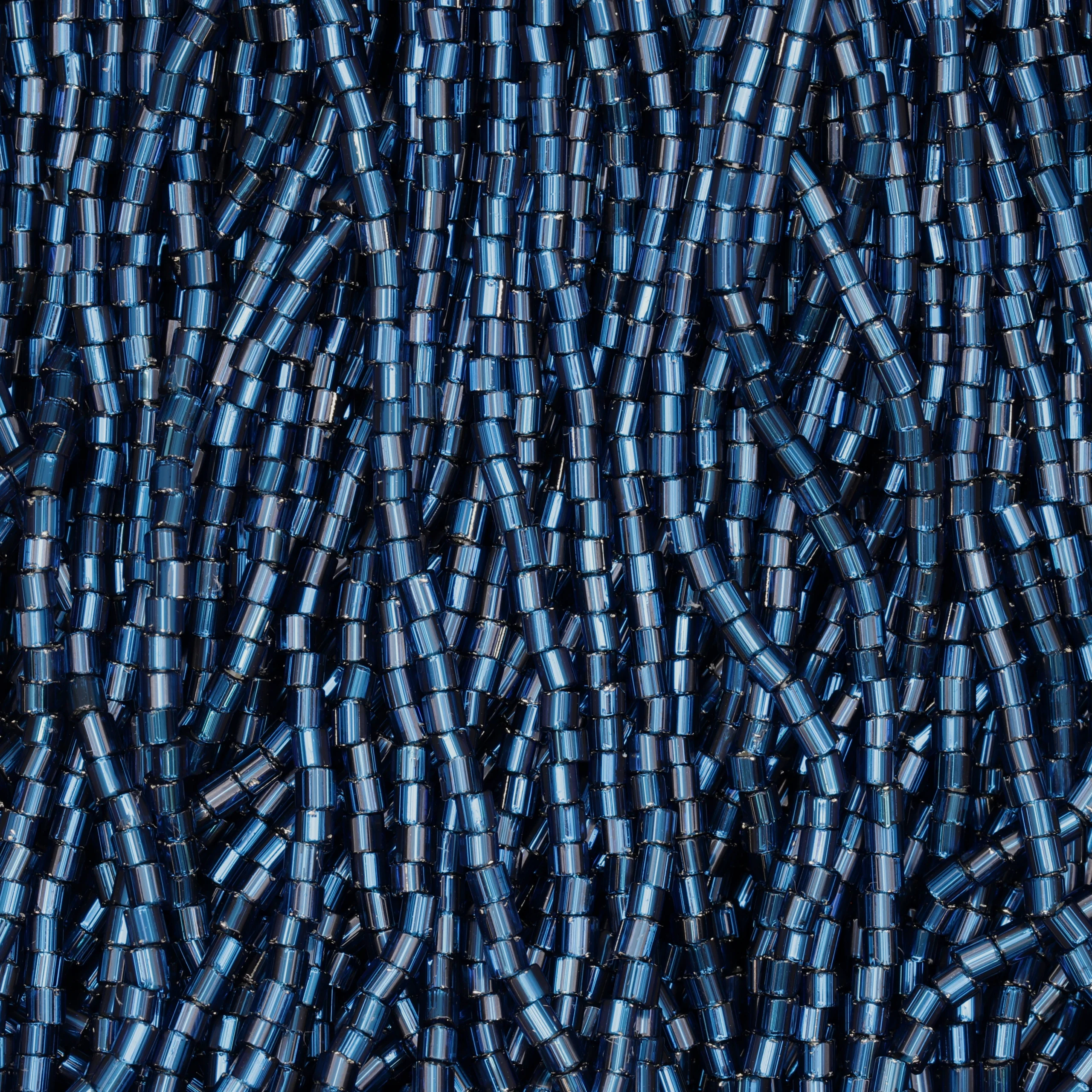 Czech Seed Beads, 10/0, 2-Cut – Silverlined Dark Aquamarine (strung)