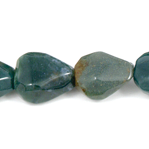 Bead, Moss Agate is a Natural Gemstone B Grade, 13-15x18mm Cut Baroque Nugget. Sold per 16-inch Strand