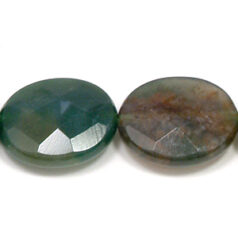 Bead, Moss Agate is a Natural Gemstone B Grade, 15x18mm Oval Faceted. Sold per 16-inch strand