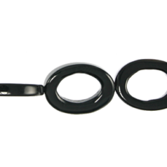 Bead, Black Agate is a Natural Gemstone, 18x25mm Frame Oval. Sold per 16-inch Strand
