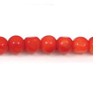 Bead, Bamboo Coral is a dyed stone B Grade, 6x6mm Dice. Sold per 16-inch Strand