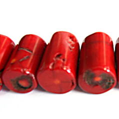 30x20mm Cylinder side drilled - Dark Red Coral