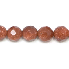 Bead, Brown Goldstone is manmade gemstone,  6mm Round Faceted. Sold per 16-inch Strand