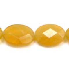 Bead, Yellow Opal is a Natural Gemstone B Grade, 12x16mm Flat Oval Faceted. Sold per 16-inch Strand